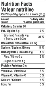 Spreadable Feta Nutritional Information